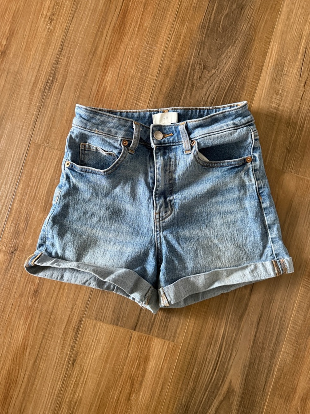 H&M Light Blue Rolled Hem Denim Shorts